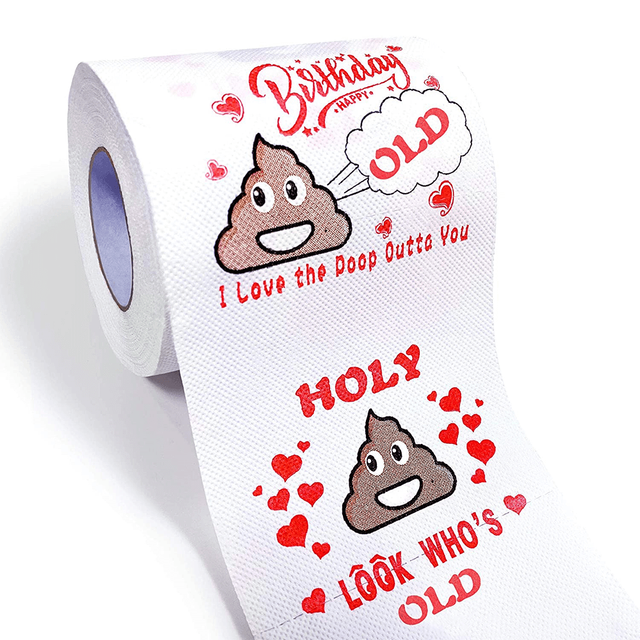 3ply 200 Sheets Virgin Wood Happy Birthday Toilet Paper Toilet Tissue Roll for Home Use or Restaurant Washing Room