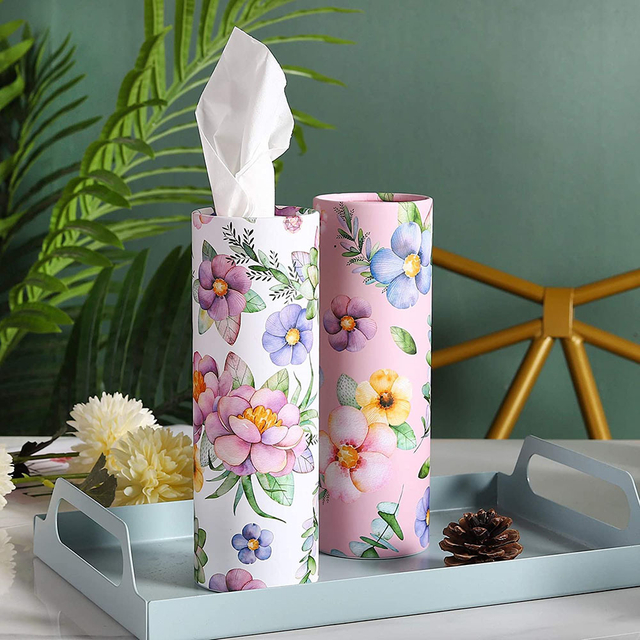 Best Selling Cylinder Tissue Boxes for Car 3 Ply Bamboo Pulp Paper Tube Car Facial Tissue with Custom Car Tissue